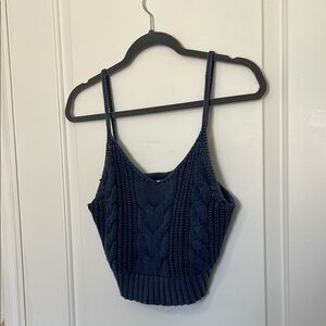 American Eagle Outfitters Blue Ribbed Crop Camisole
